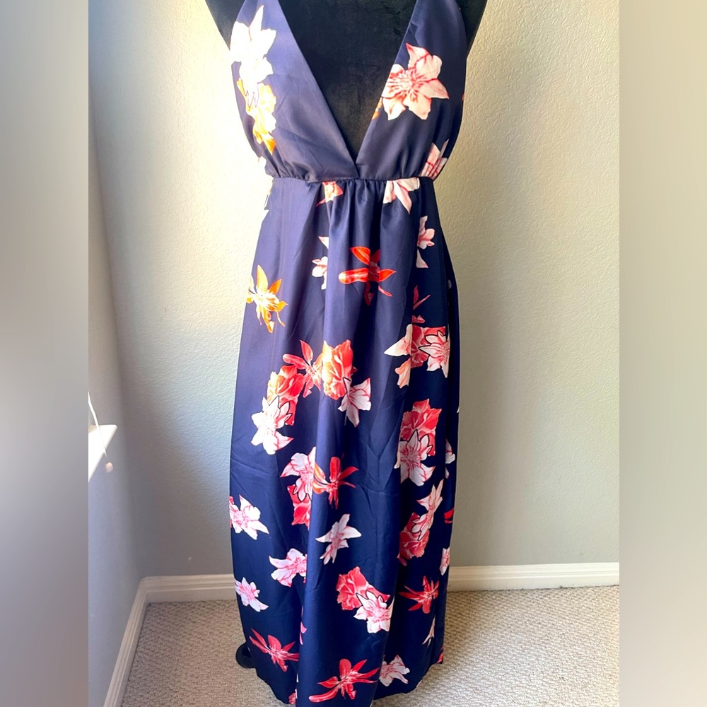 Navy blue floral maxi
